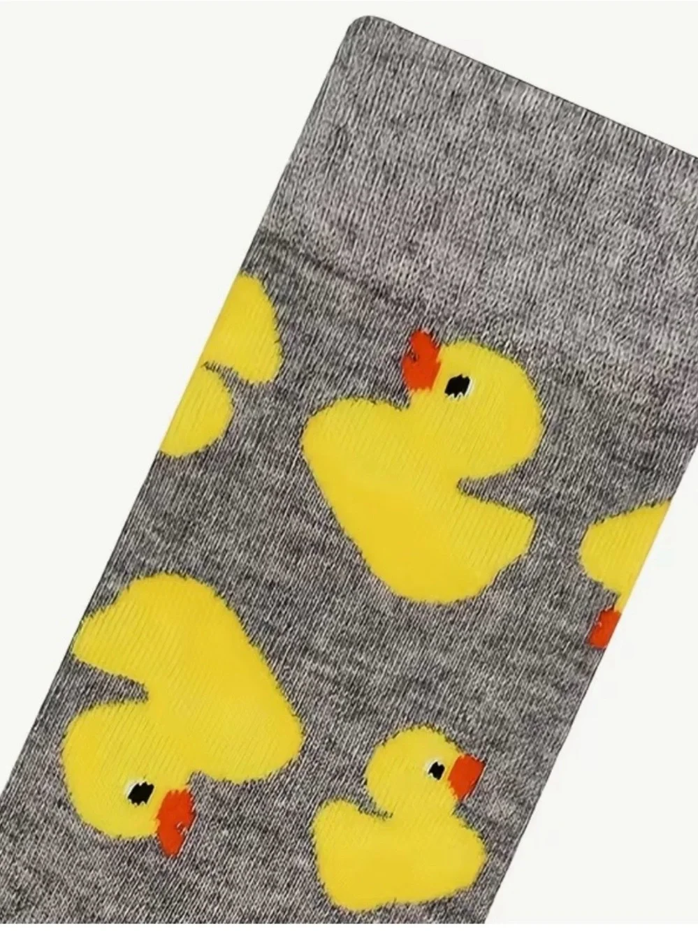 🧦 Funny Yellow Rubber Duck Crew Socks Unisex Gray Novelty Socks-NEW